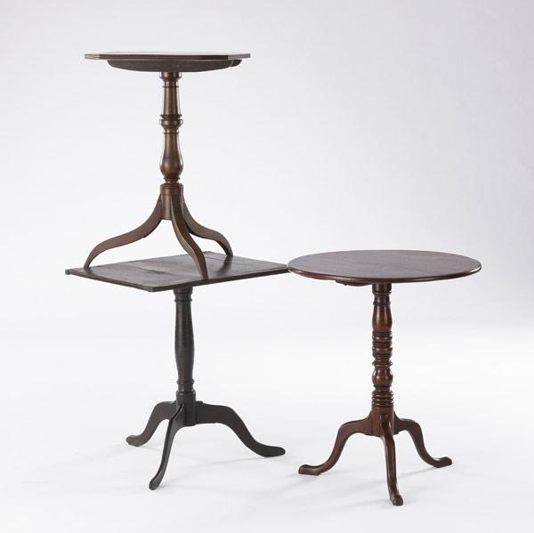 Appraisal: THREE ENGLISH TILT-TOP TABLES Mahogany late th early th C