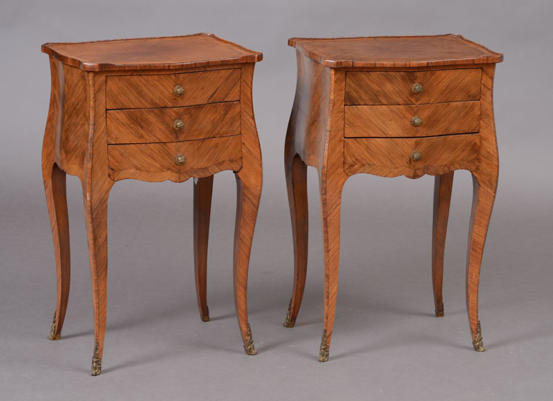 Appraisal: PAIR OF LOUIS XV KINGWOOD PARQUETRY TABLES EN CHIFFONNI RE