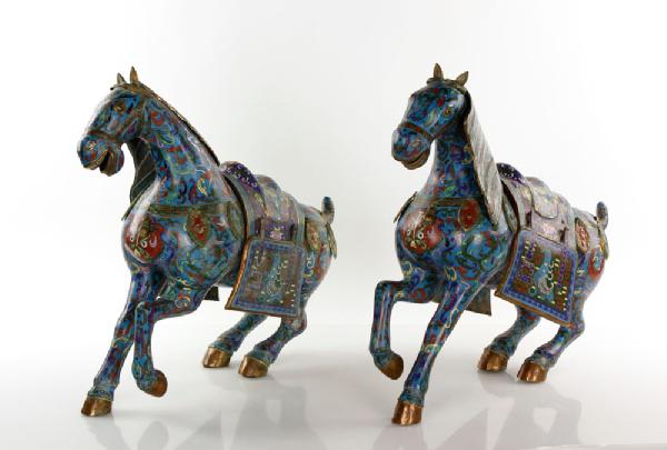 Appraisal: - Pair Chinese Cloisonn Horses Pair of Chinese cloisonn horses