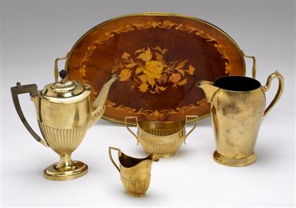 Appraisal: Victorian gilt-washed silver three-piece coffee servicesheffield maker's mark w f