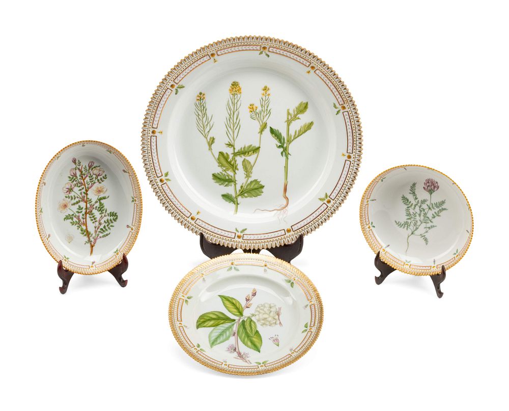 Appraisal: Four Royal Copenhagen Flora Danica Porcelain Serving Articles Four Royal