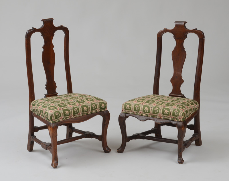 Appraisal: NEAR PAIR OF DUTCH ROCOCO WALNUT SIDE CHAIRS Each with