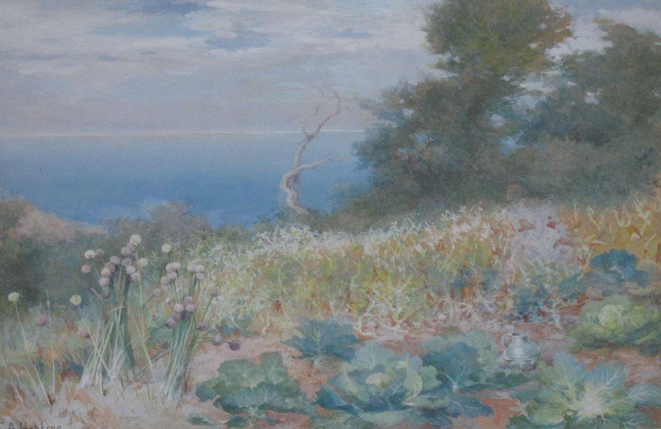 Appraisal: FRANCES ANN HOPKINS A Garden in Sark watercolour heightened with