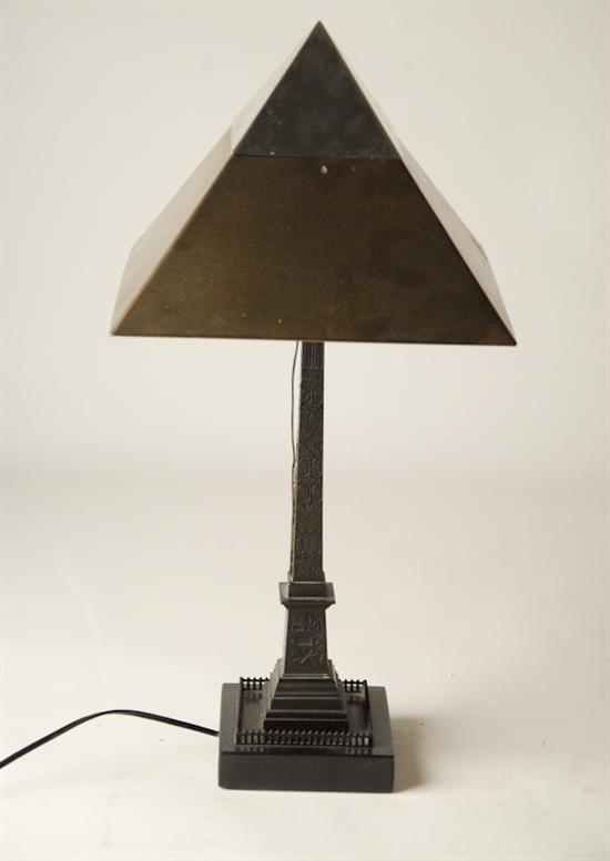 Appraisal: A L th C Bronze Obelisk converted to Table Lamp