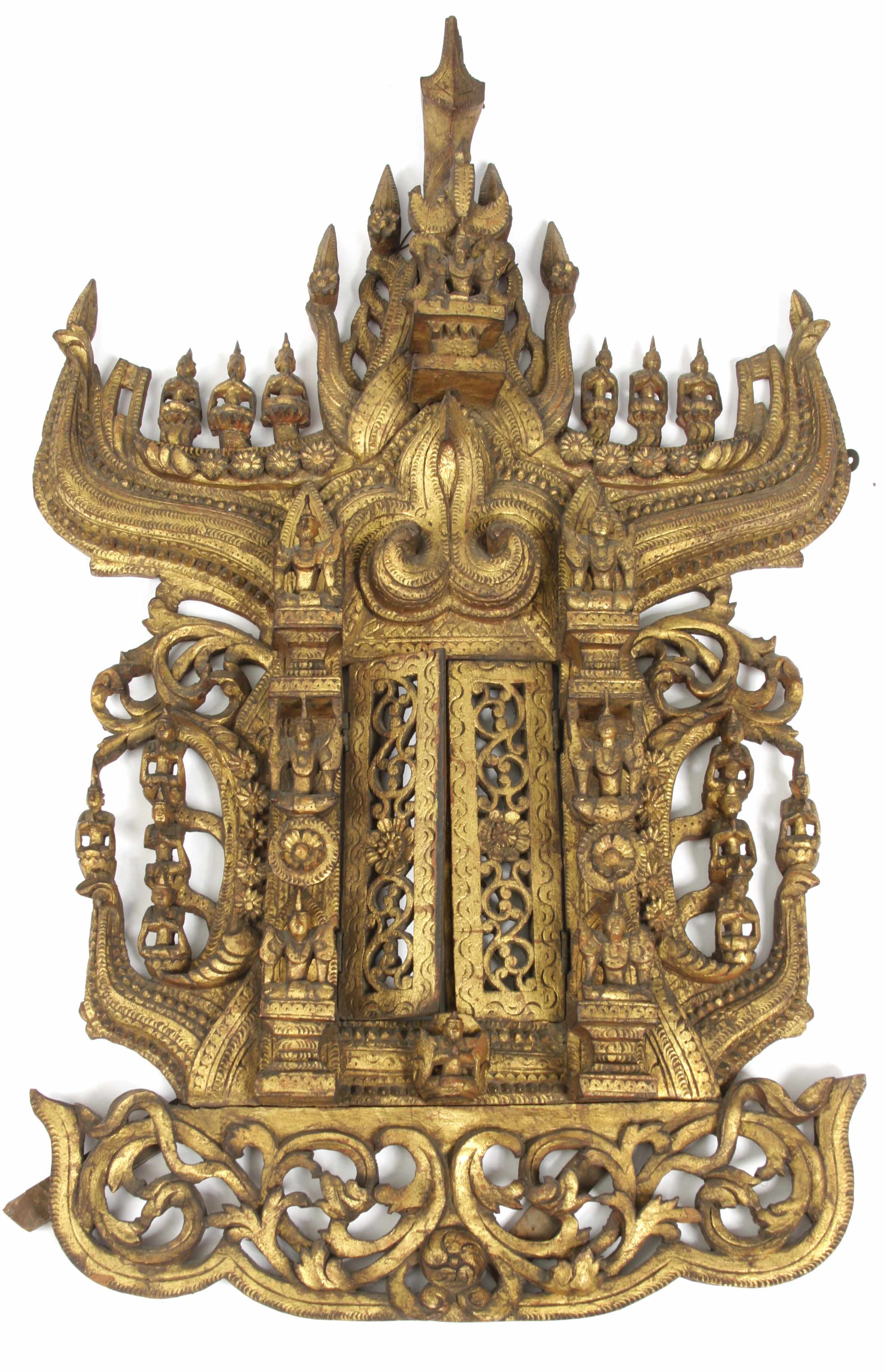 Appraisal: A Thailand altar piece together with a Chinese carved fragmentheight