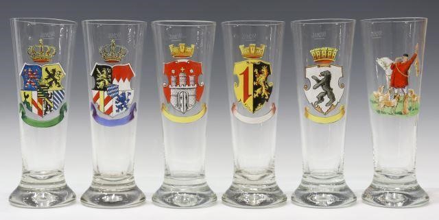 Appraisal: lot of Glass pilsner beer glasses enameled decoration comprising with