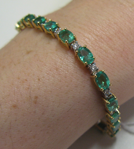 Appraisal: EMERALD DIAMOND AND FOURTEEN KARAT GOLD BRACELET inches in length