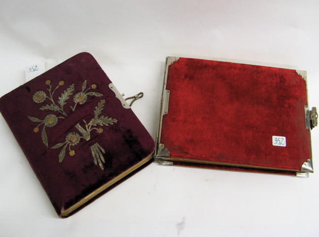 Appraisal: TWO AMERICAN VICTORIAN PHOTO ALBUMS The larger with red velvet