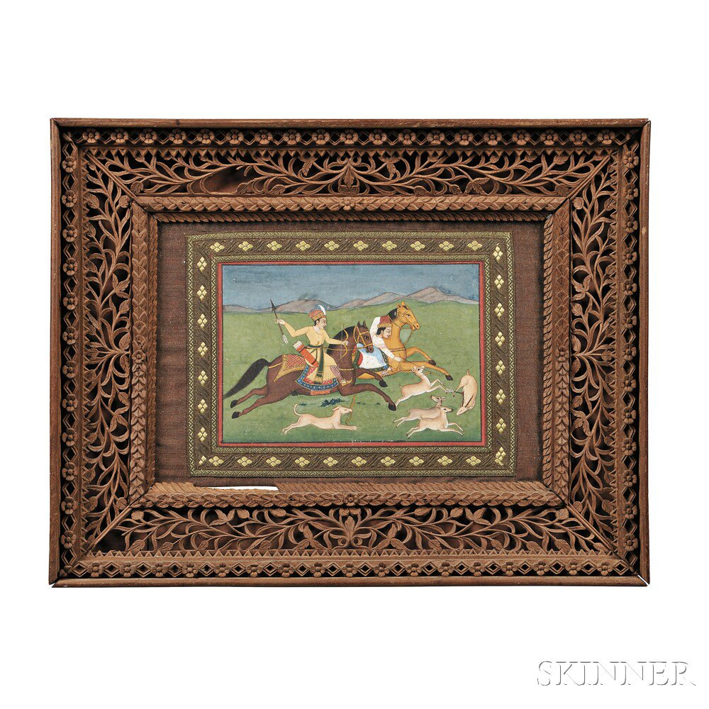 Appraisal: Miniature Painting Depicting a Hunting Scene India th th century