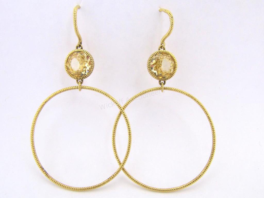 Appraisal: A pair of K yellow gold open circle hoop earrings