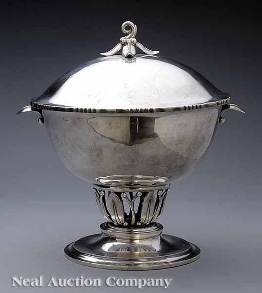 Appraisal: A Good Sanborns Hand-Wrought Sterling Silver Covered Footed Bowl in