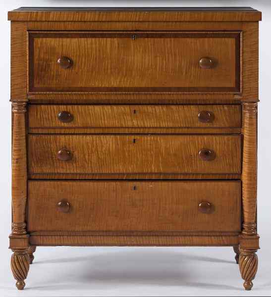 Appraisal: PA Tiger Maple Chest of Drawersmid th century highly figured