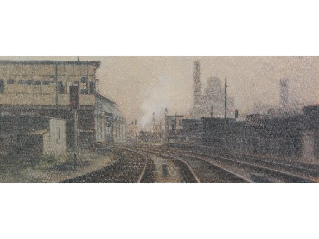 Appraisal: MARTIN DOBSON b OIL ON BOARD View from Manchester Victoria