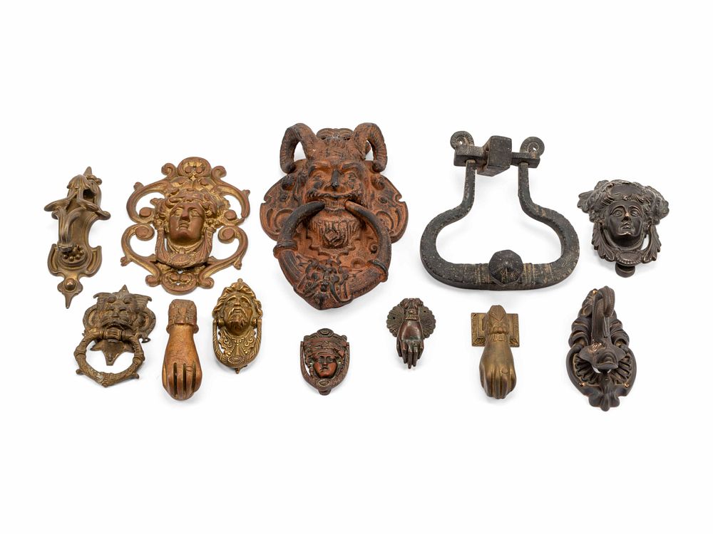 Appraisal: A Collection of Twelve Continental Bronze Door Knockers A Collection