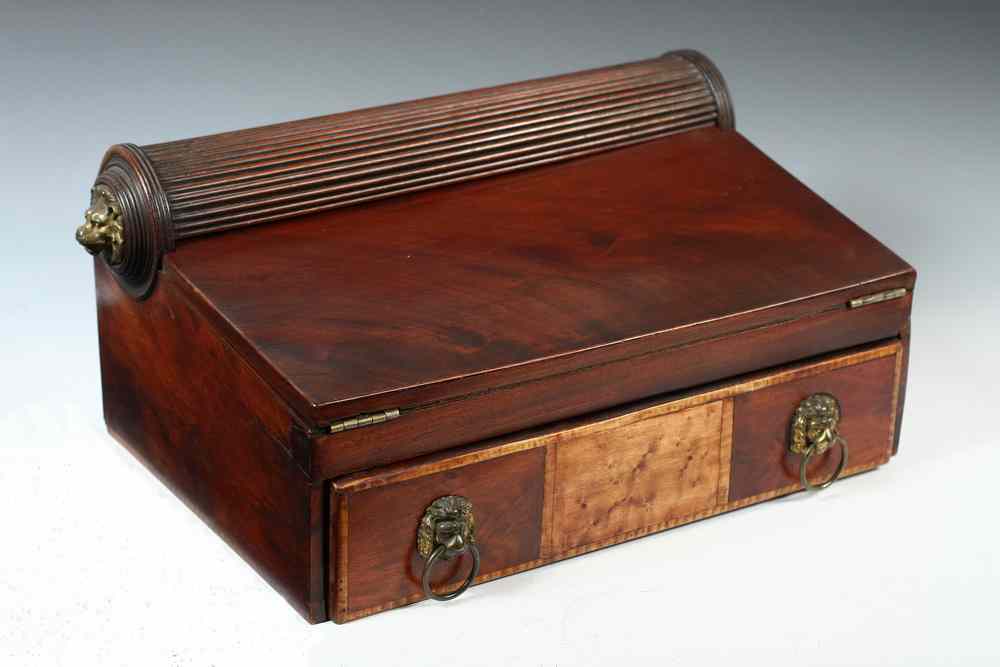 Appraisal: TRAVEL DESK - Federal Period Mahogany and Bird's-eye Maple Inlaid