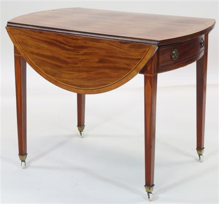 Appraisal: A Regency oval mahogany Pembroke table the crossbanded top over