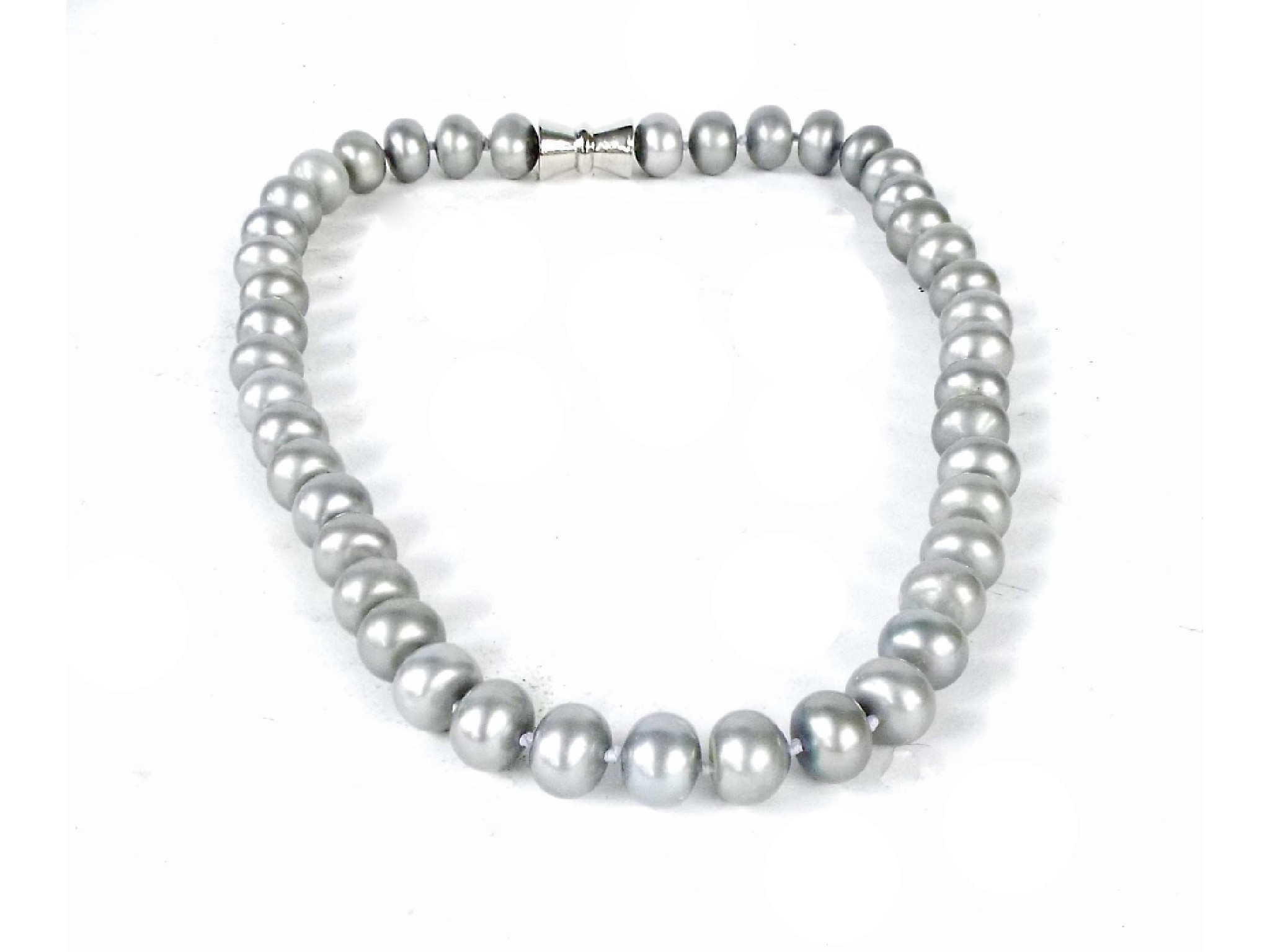 Appraisal: String of grey pearl beads long