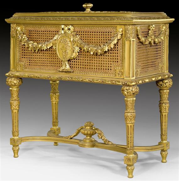 Appraisal: JARDINIERE Louis XVI style Paris circa Fluted carved and gilt