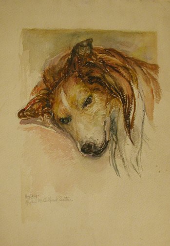 Appraisal: Two Watercolor Portraits of Hoppy the Collie Artist Sutton Rachel