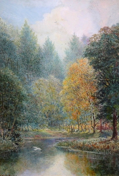 Appraisal: ALFRED WOOLNOTH TH CENTURY A tree lined river landscape with