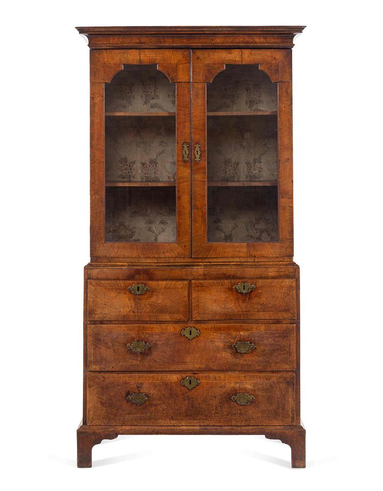 Appraisal: A George II Burl Walnut Bookcase A George II Burl