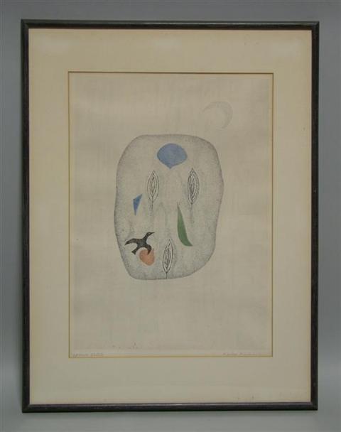 Appraisal: KEIKO MINAMI JAPANESE - THE THREE LEAVES Color etching x