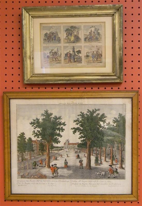 Appraisal: Two hand colored early prints one ''Vue Du Buyten-Hoe A