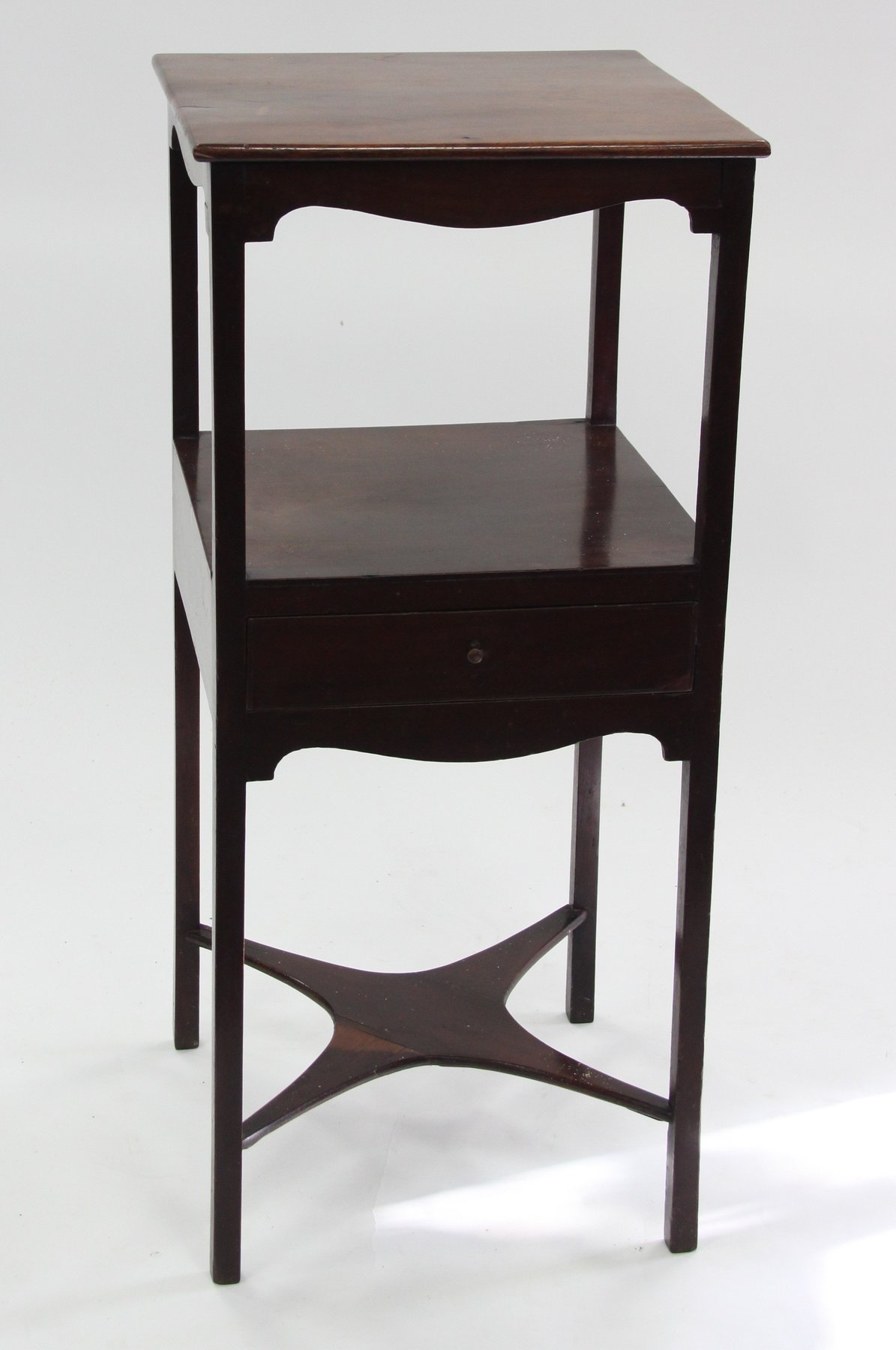 Appraisal: A George III mahogany two-tier washstand fitted a drawer with