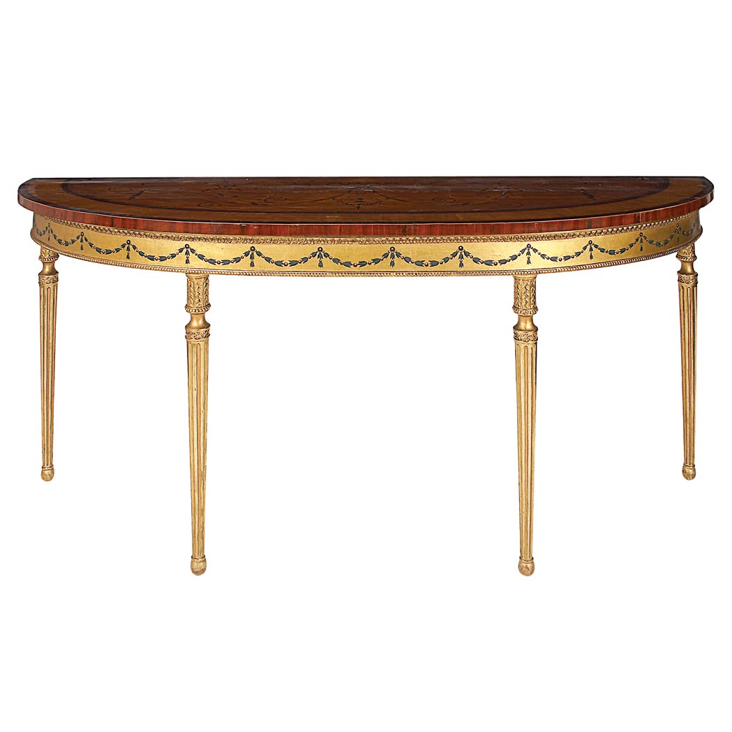 Appraisal: George III Parcel Gilt Mahogany Satinwood Rosewood Tulipwood and Marquetry