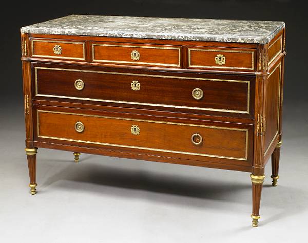 Appraisal: A Louis XVI gilt bronze mounted mahogany commode last quarter