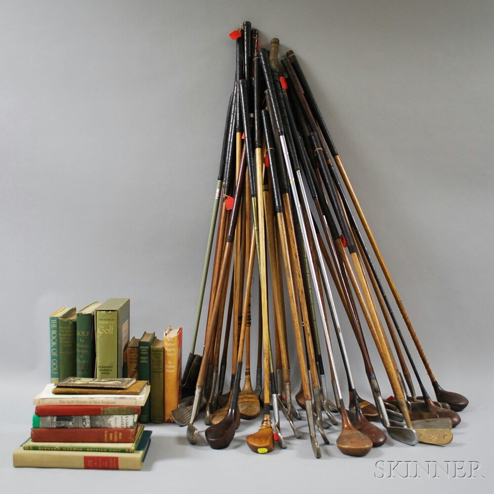 Appraisal: Group of Antique Golfing Items an assortment of irons and