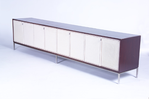 Appraisal: KNOLL Credenza its eight doors with polished chrome tab pulls