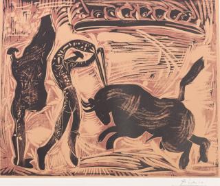 Appraisal: Picasso Banderillas Linocut Bull Fighter Pablo Picasso Spain - matted