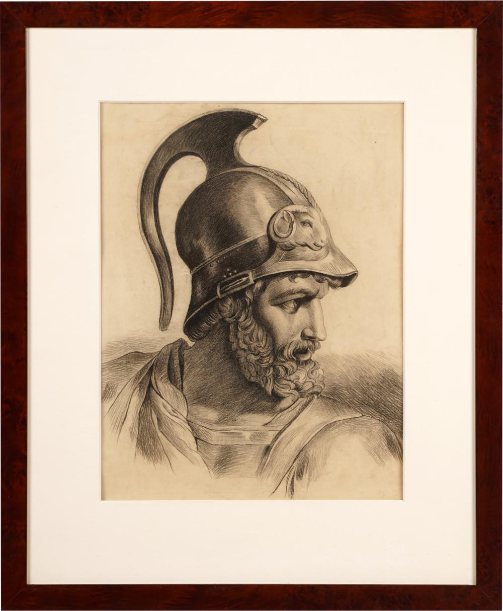 Appraisal: PORTRAIT OF ROMAN SOLDIERframed drawing appears unsigned Provenance Los Angeles