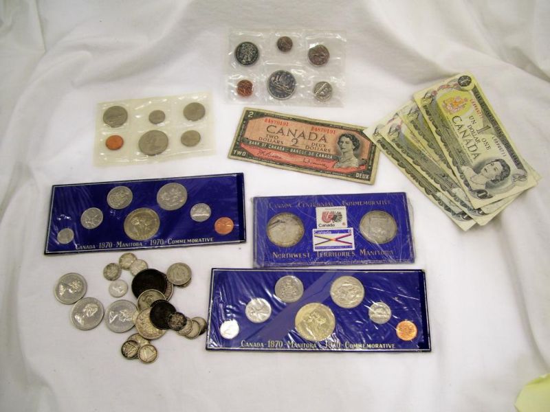 Appraisal: Canadian Paper Money and Coins Includes paper money silver coin