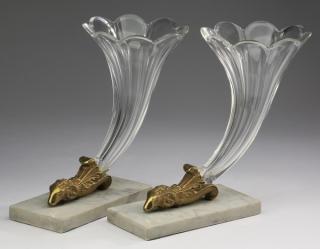 Appraisal: Continental cornucopia vases early th Pair of Continental cut glass