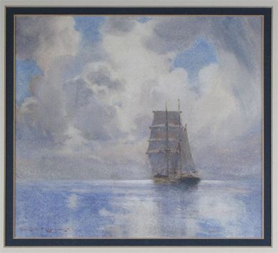 Appraisal: Samuel John Milton Brown - A sailing ship in a