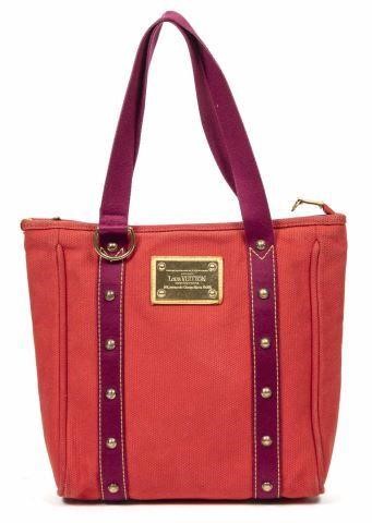 Appraisal: Louis Vuitton Antigua Cabas MM tote bag in red canvas