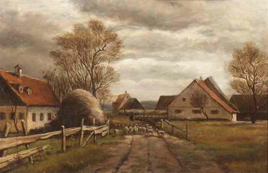 Appraisal: Charles Tredupp American - Daytime Sheep Farm oil on canvas