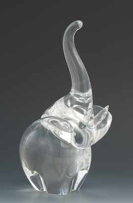 Appraisal: A Steuben Glass Trumpeting Elephant Ornamental Designed by James Houston