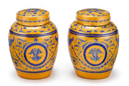 Appraisal: Pair of Paris porcelain covered jars possibly la courtille Of