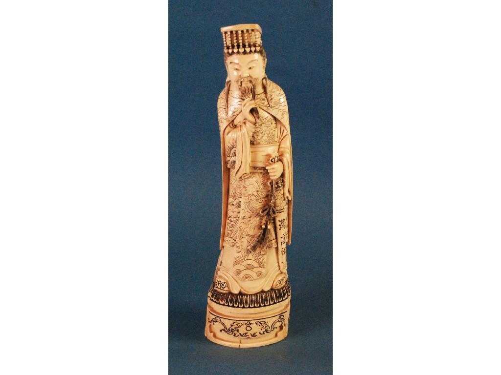 Appraisal: JAPANESE MEIJI PERIOD CARVED ONE PIECE IVORY FIGURE OF A