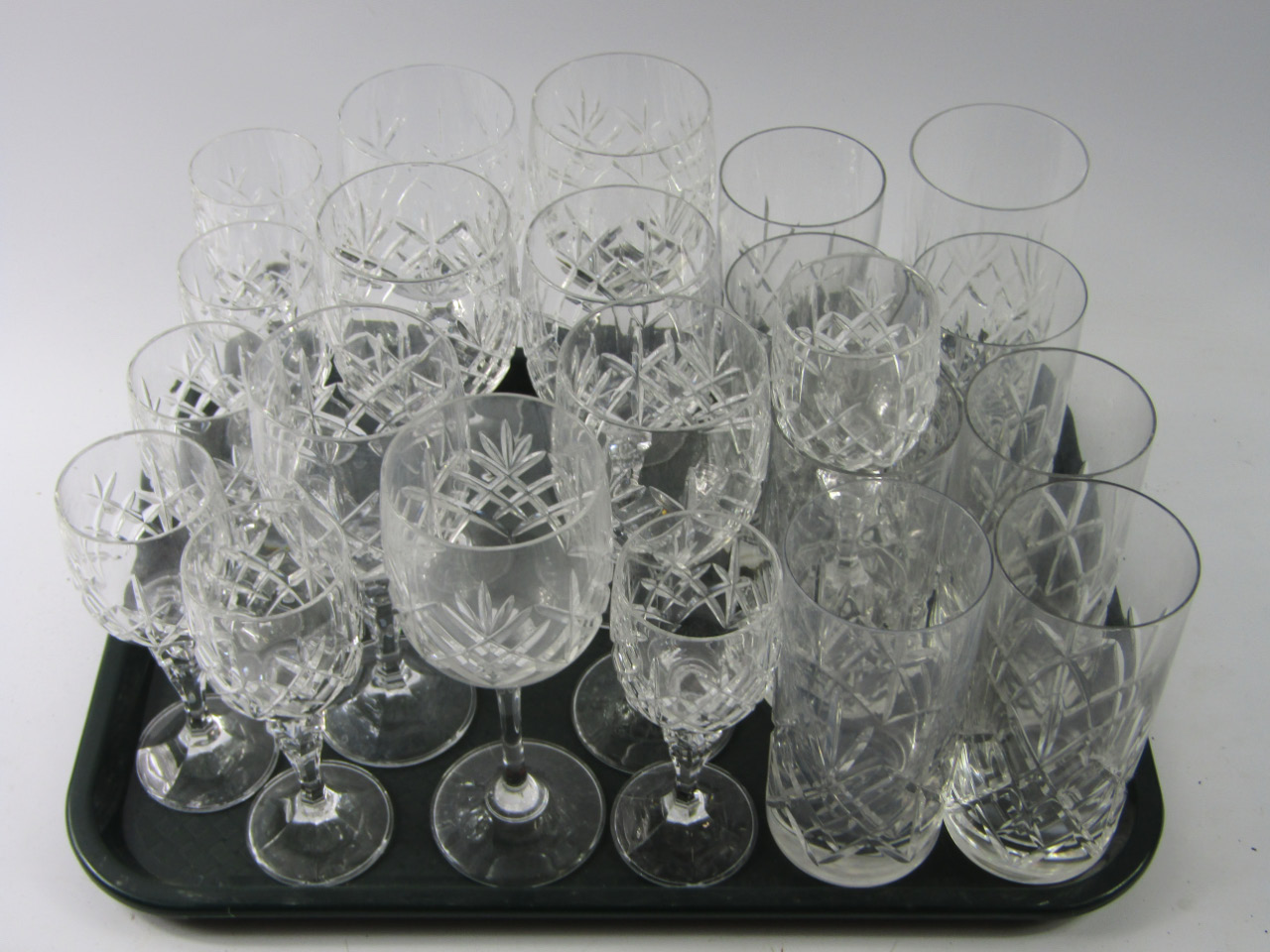 Appraisal: Various cut crystal glass drinking glasses to include cylindrical glasses