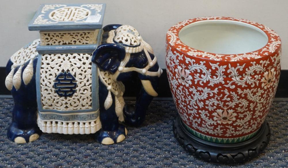 Appraisal: JAPANESE KUTANI TSUKURU TYPE PORCELAIN JARDINIERE WITH A RETICULATED ELEPHANT