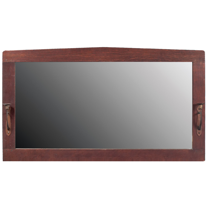 Appraisal: Gustav Stickley hall mirror peaked top rail with original copper