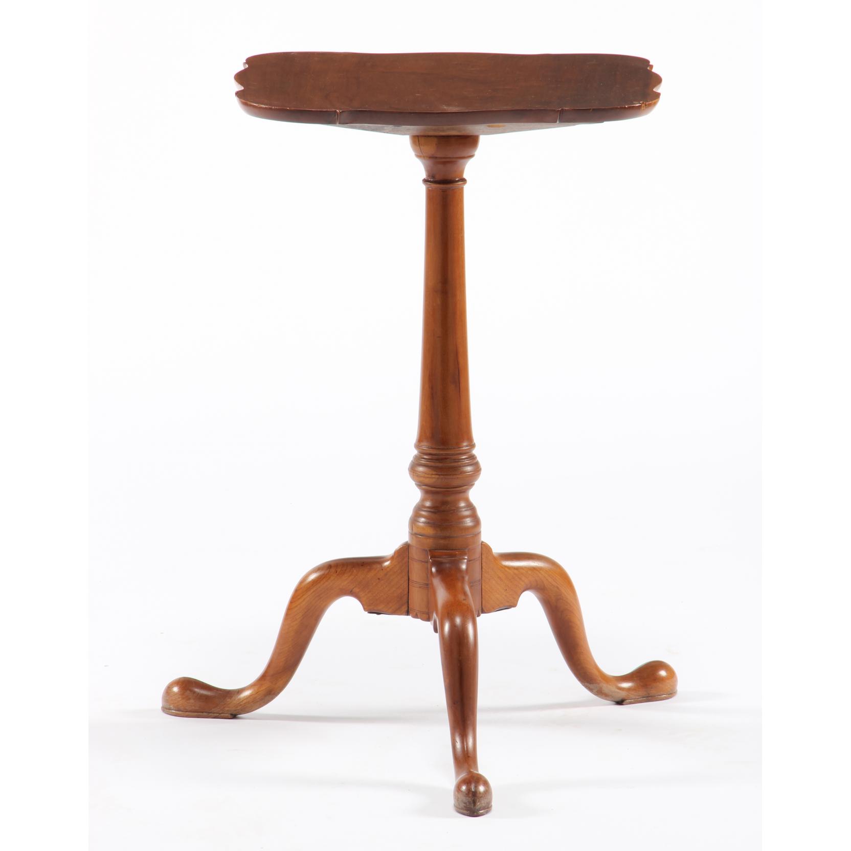 Appraisal: American Chippendale Candlestand Connecticut circa cherrywood with delicate serpentine top