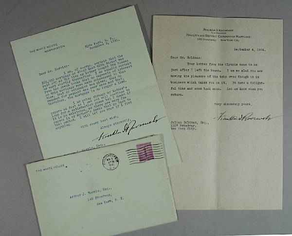 Appraisal: Americana items Typed Letter Signed Franklin D Roosevelt as President