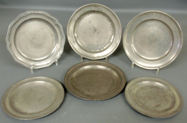 Appraisal: - Six pewter plates some with London touchmarks largest dia