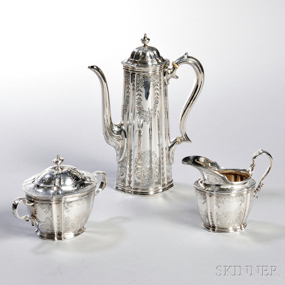 Appraisal: Three-piece Tiffany Co Sterling Silver Coffee Service New York -