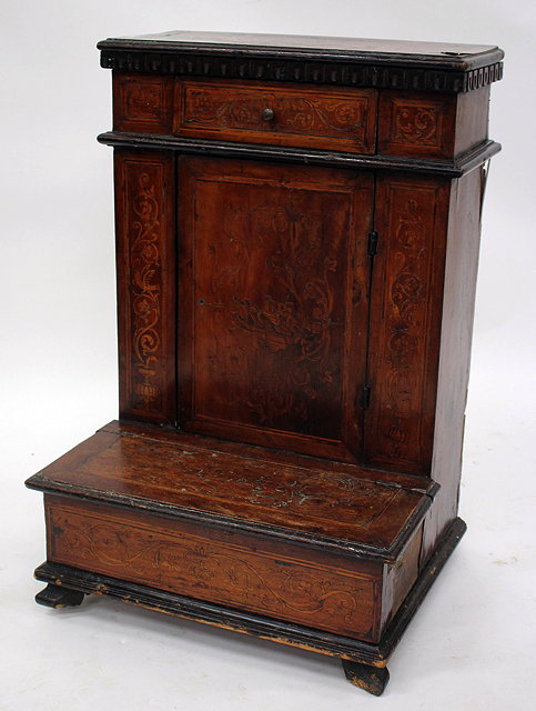 Appraisal: A TH CENTURY ITALIAN WALNUT small cabinet of prie dieu